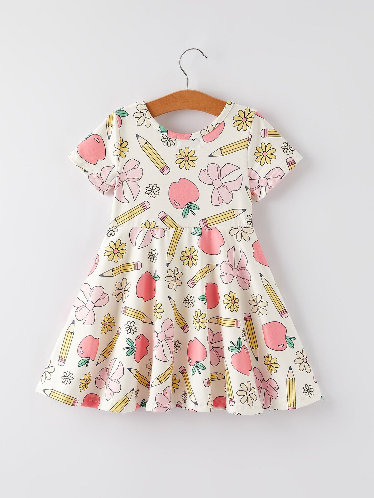 Rylee Faith Designs Back to School Apple, Pencil, and Floral Print Girls DressEveretts Place