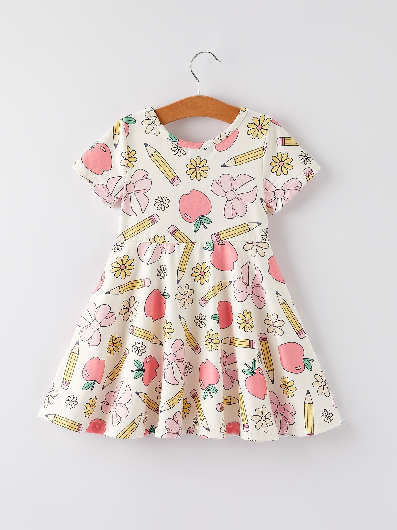 Rylee Faith Designs Back to School Apple, Pencil, and Floral Print Girls DressEveretts Place