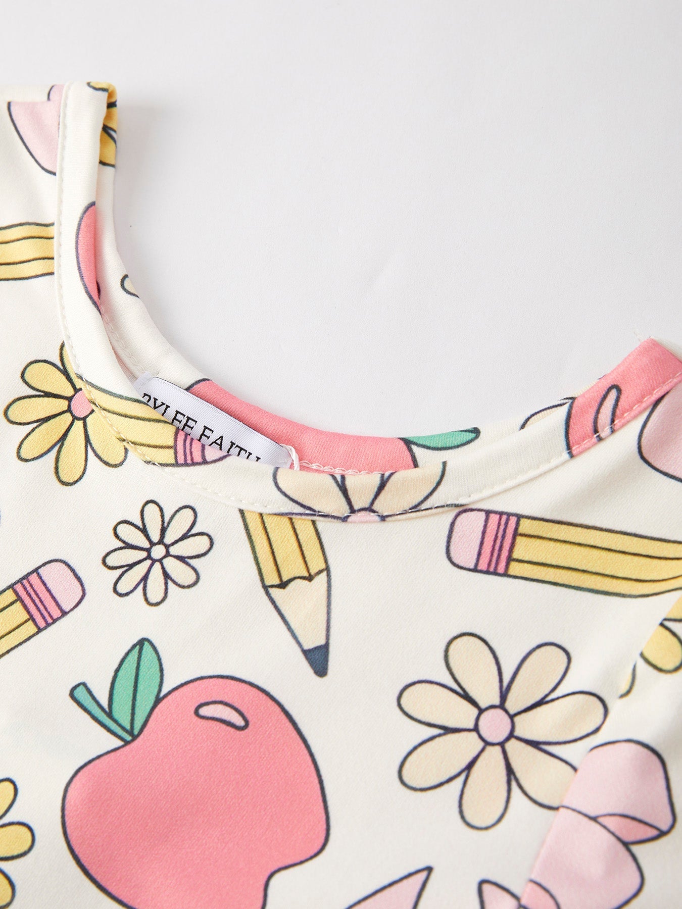 Rylee Faith Designs Back to School Apple, Pencil, and Floral Print Girls DressEveretts Place