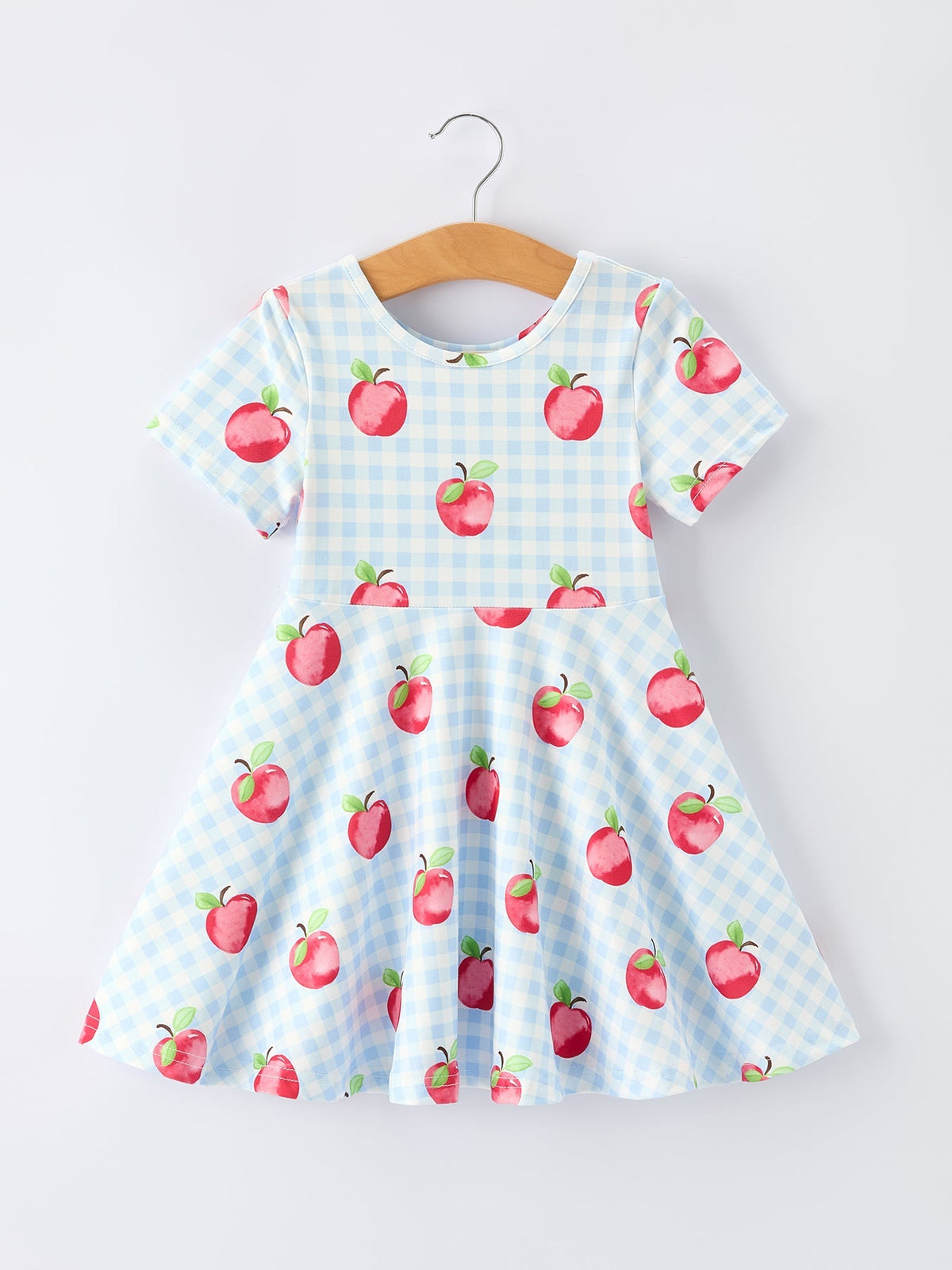 Back to School Apple Plaid Girls Dress Short Sleeve - Fruit, Baby & Toddler Clothing, Pink, Day Dress, Produce | Everetts Place