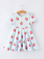 Back to School Apple Plaid Girls Dress Short Sleeve - Fruit, Baby & Toddler Clothing, Pink, Day Dress, Produce | Everetts Place
