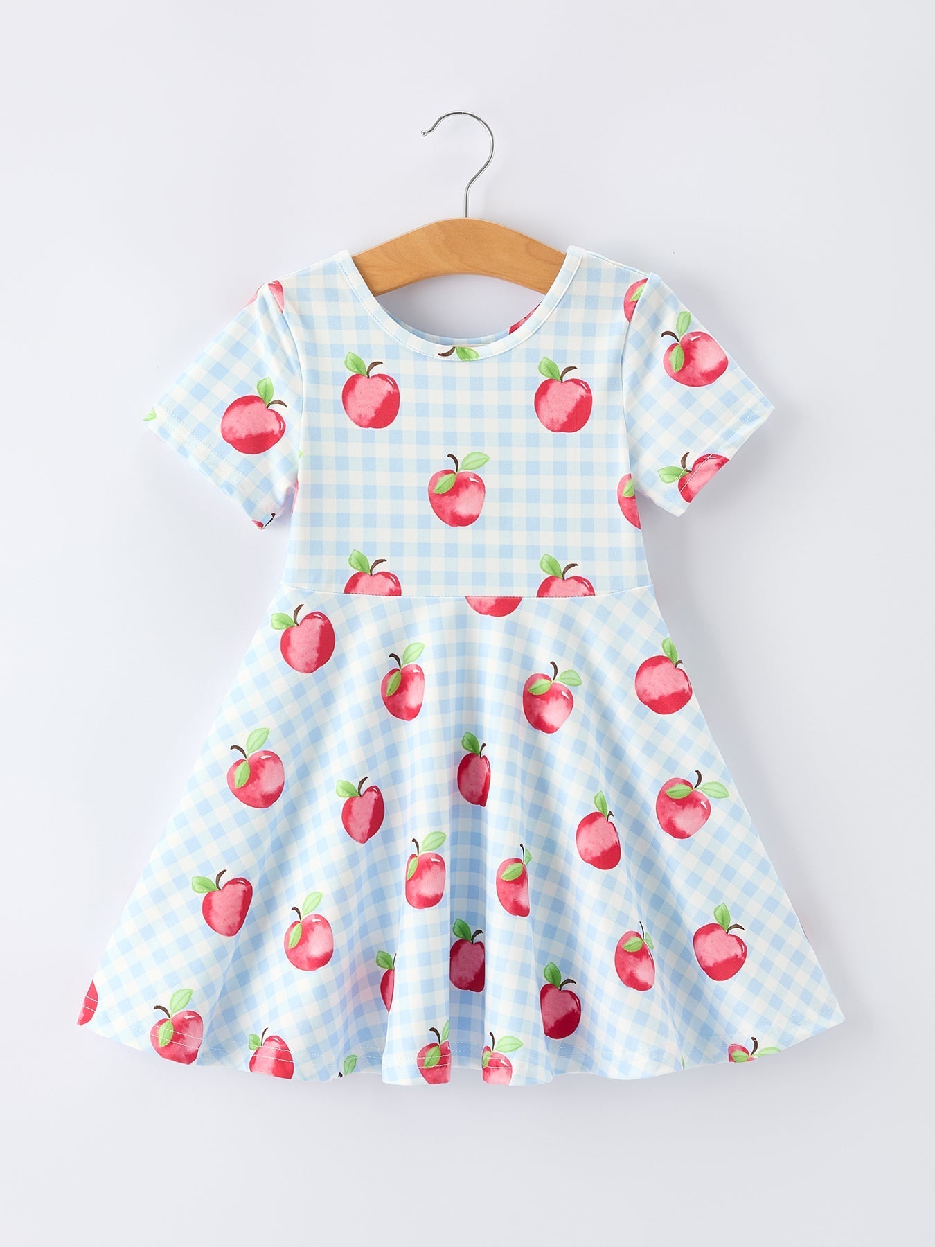 Back to School Apple Plaid Girls Dress Short Sleeve - Fruit, Baby & Toddler Clothing, Pink, Day Dress, Produce | Everetts Place