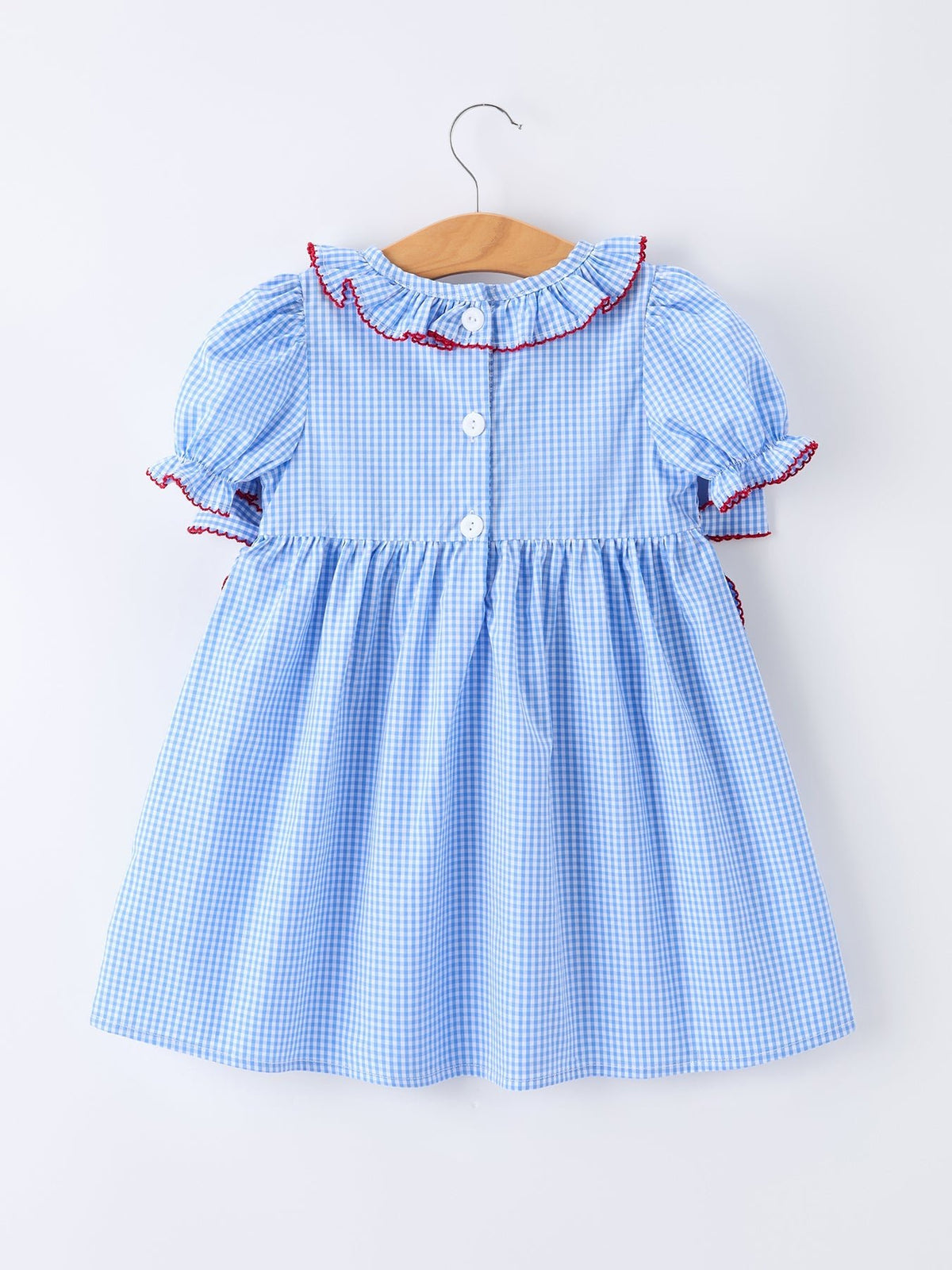 Rylee Faith Designs Back To School Apple Plaid Girls Dress Smocked Puff Sleeve BowEveretts Place