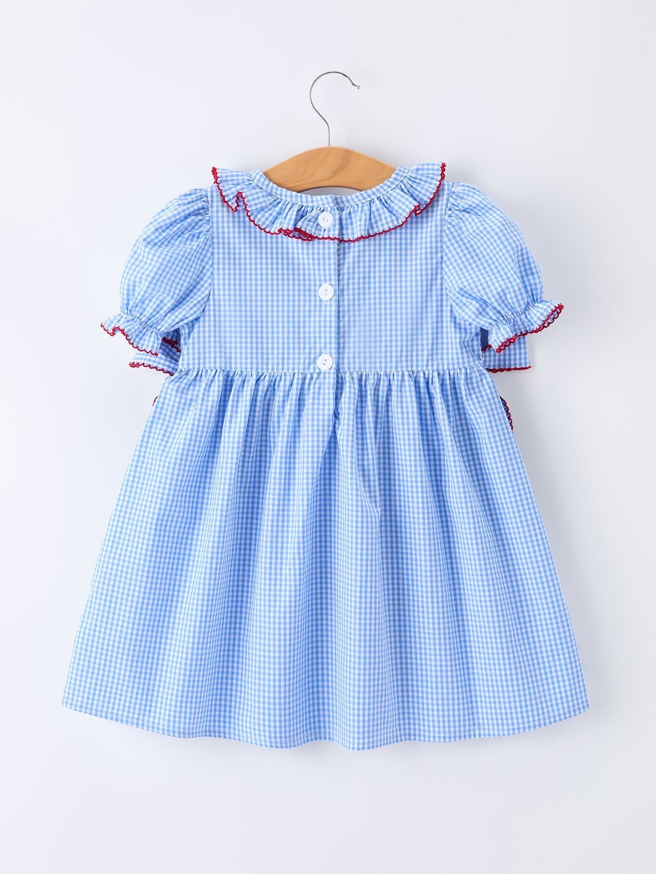 Rylee Faith Designs Back To School Apple Plaid Girls Dress Smocked Puff Sleeve BowEveretts Place