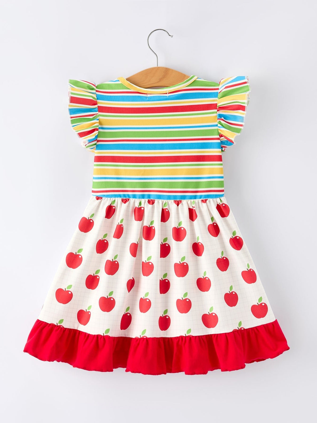 Rylee Faith Designs Back to School Apple Stripe Girls Ruffle DressEveretts Place
