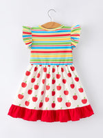 Rylee Faith Designs Back to School Apple Stripe Girls Ruffle DressEveretts Place