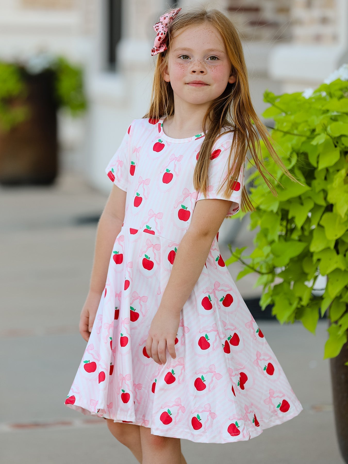 Rylee Faith Designs Back to School Apple Striped Sweet Girl DressEveretts Place