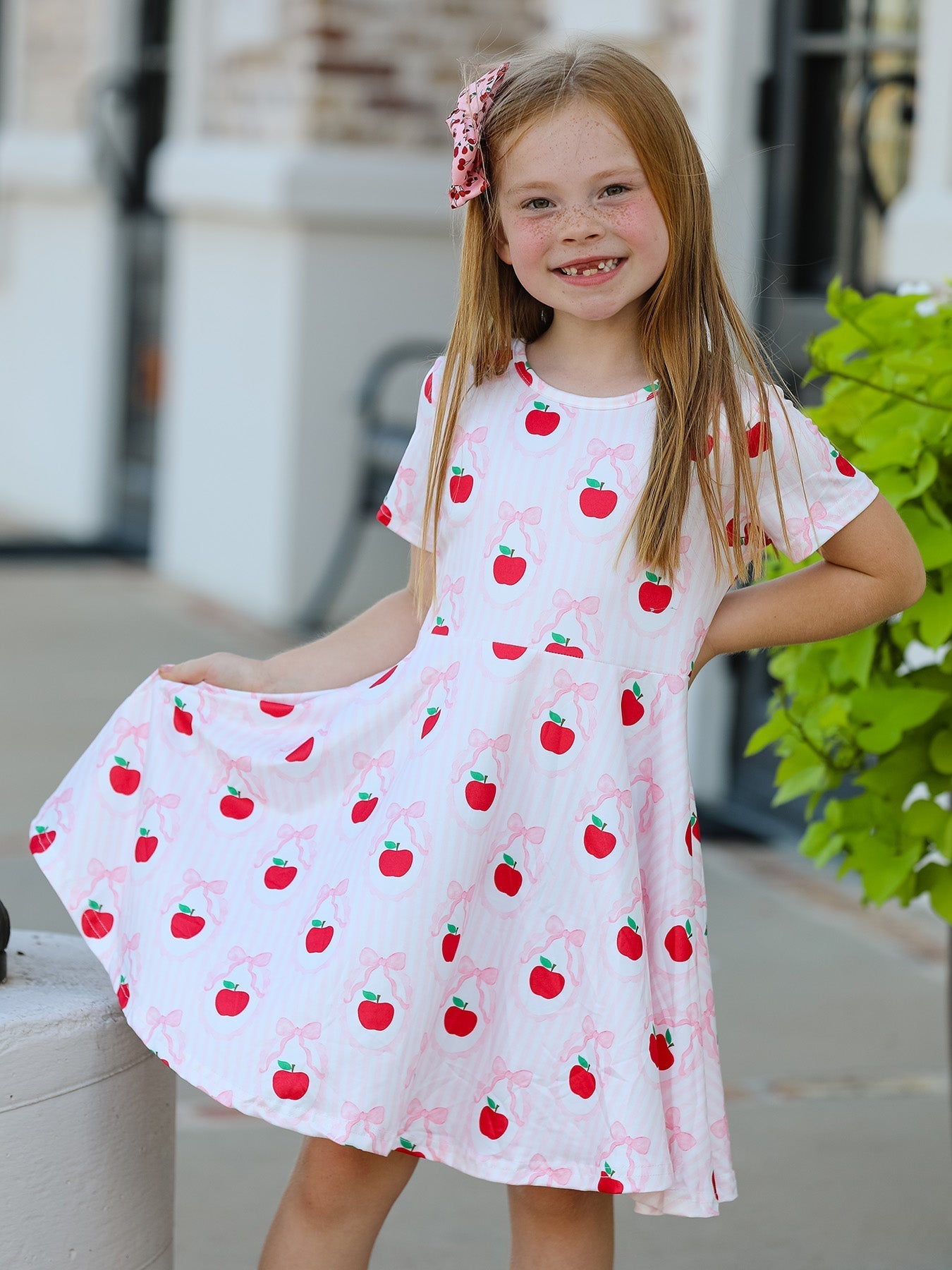 Back to School Apple Striped Sweet Girl Dress - Baby & Toddler Clothing, Fruit, Dress, Pink, Day Dress | Everetts Place