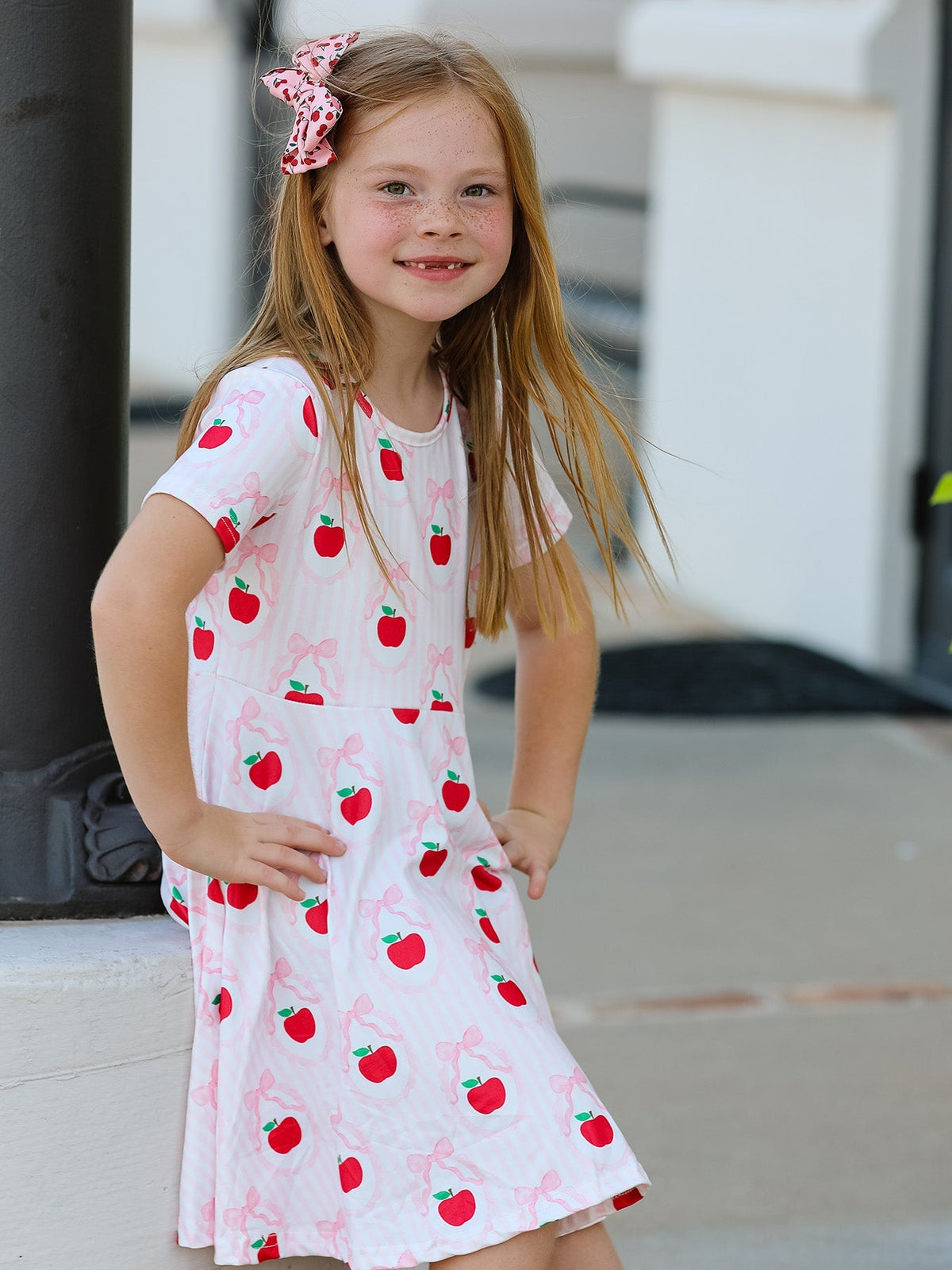 Rylee Faith Designs Back to School Apple Striped Sweet Girl DressEveretts Place