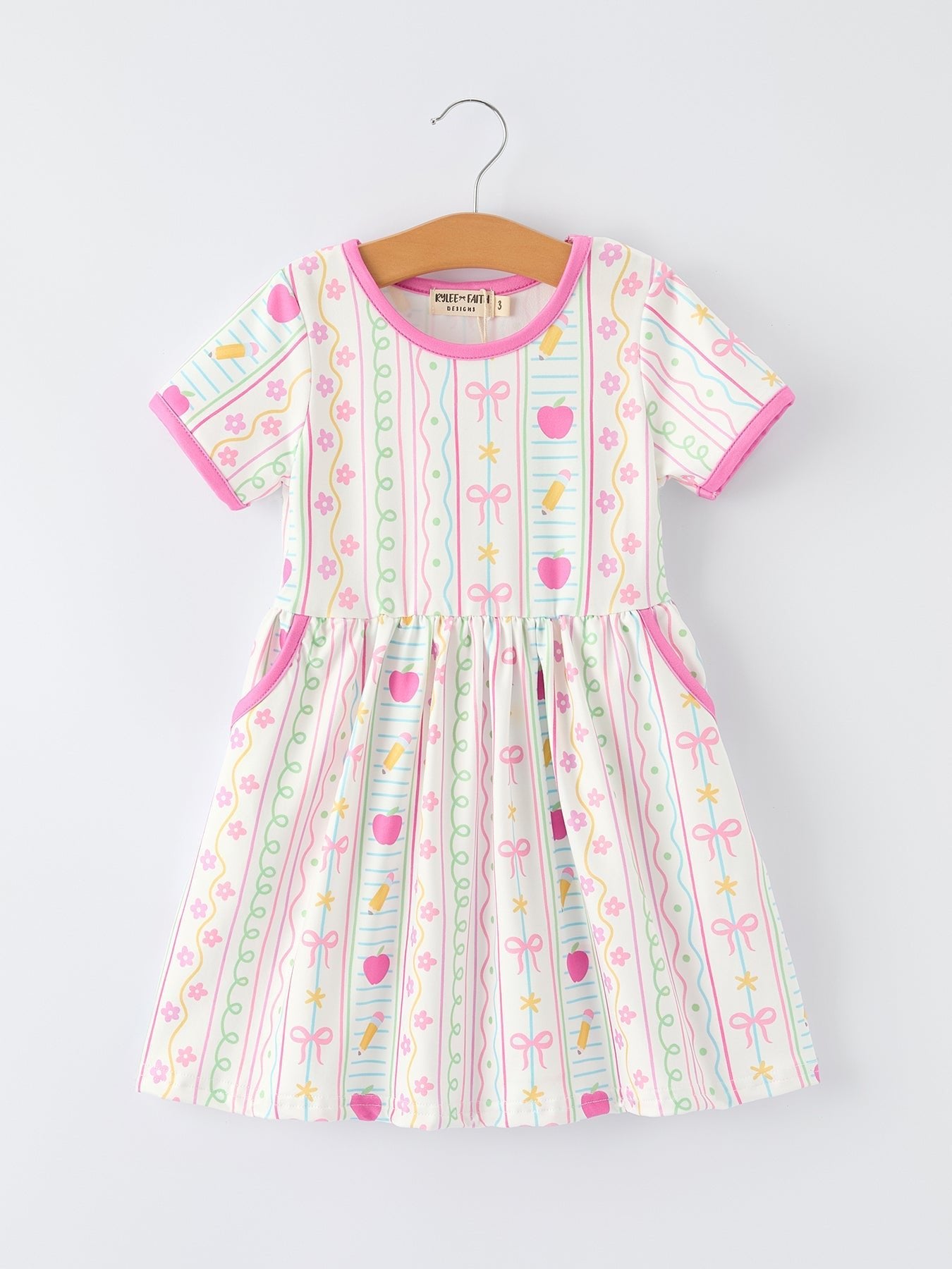 Rylee Faith Designs Back to School Girl Short Sleeve Dress Pocket DetailEveretts Place