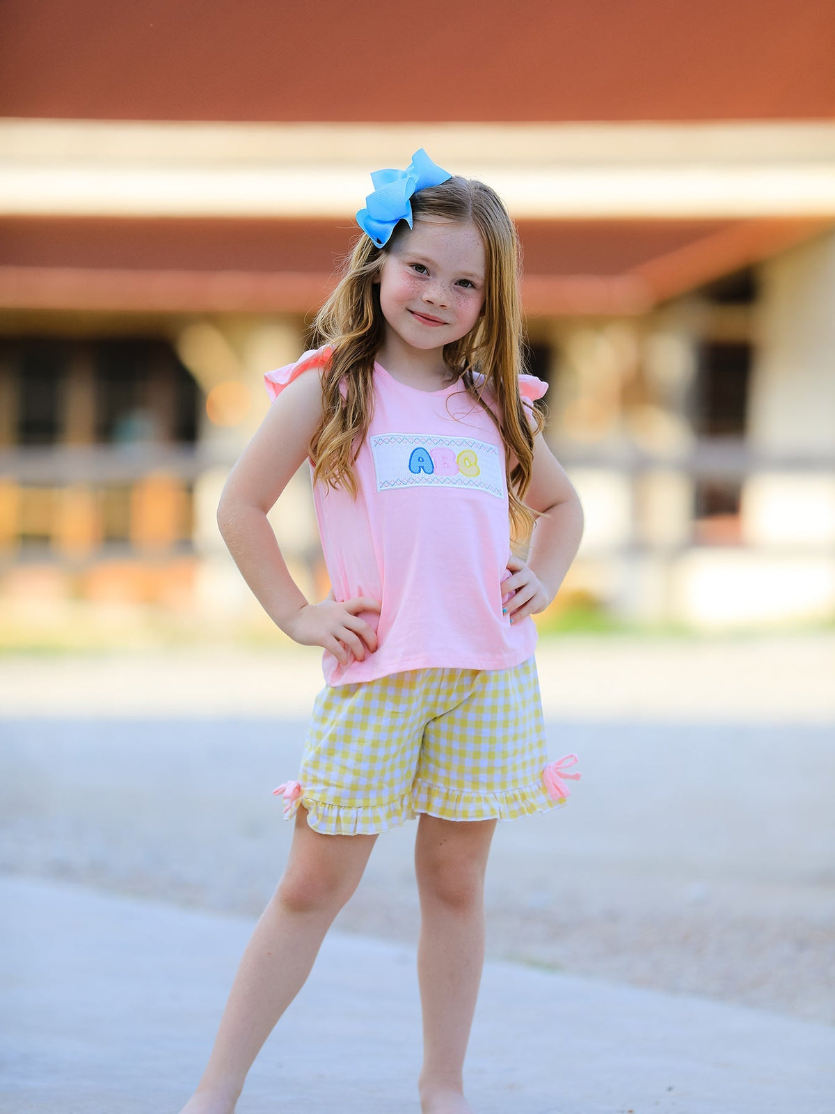 Back To School Girls "ABC" Embroidered Ruffle Set - Happiness, Pink, Summer, Baby & Toddler Clothing, Smile | Everetts Place