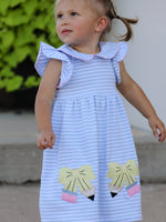 Rylee Faith Designs Back To School Girls Stripe Pencil Applique Bow DressEveretts Place