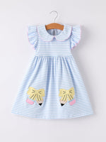 Rylee Faith Designs Back To School Girls Stripe Pencil Applique Bow DressEveretts Place
