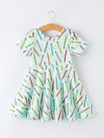 Rylee Faith Designs Back to School Pencil Print Girls Dress Short SleeveEveretts Place