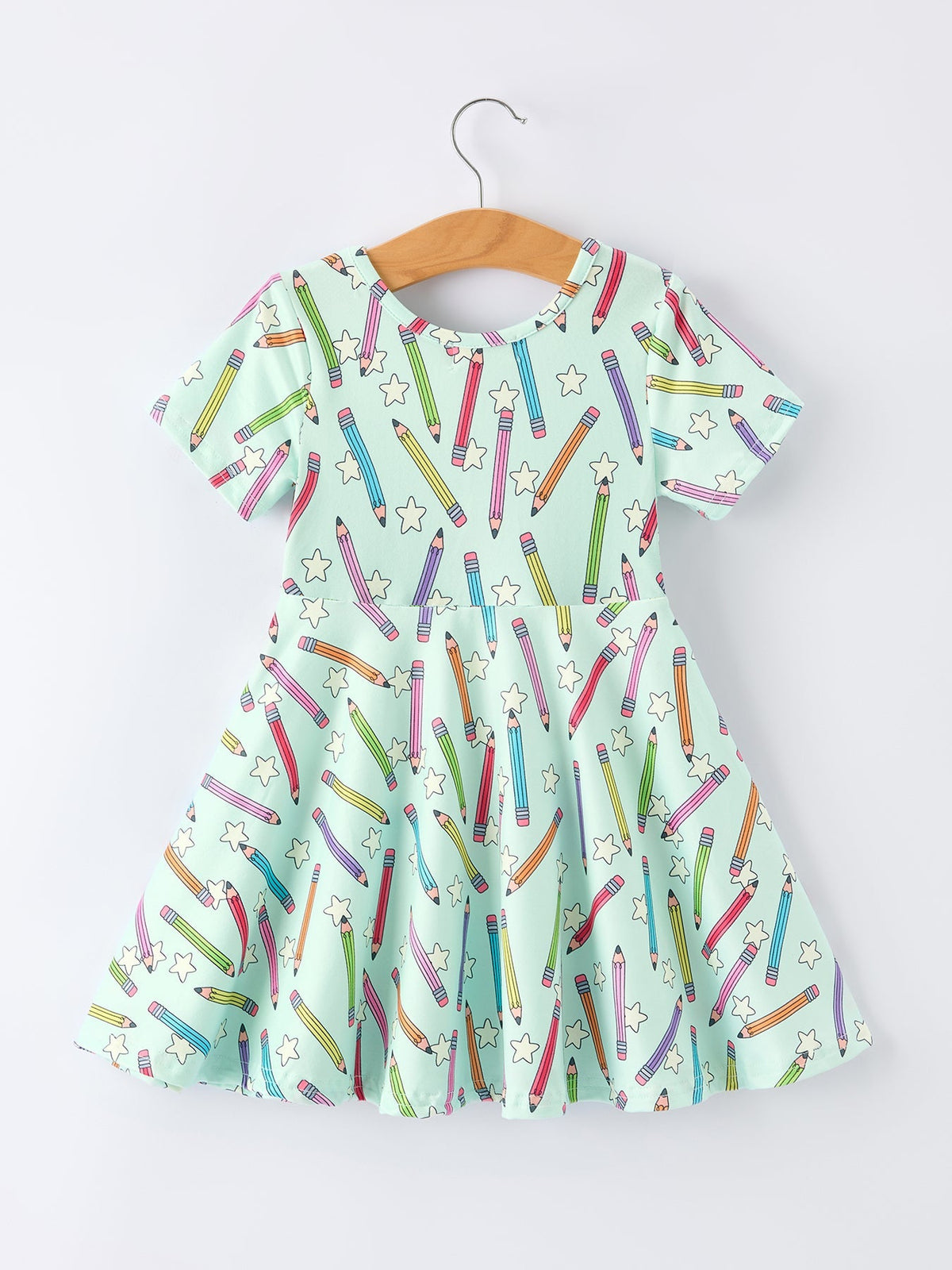 Rylee Faith Designs Back to School Pencil Print Girls Dress Short SleeveEveretts Place