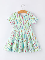 Rylee Faith Designs Back to School Pencil Print Girls Dress Short SleeveEveretts Place