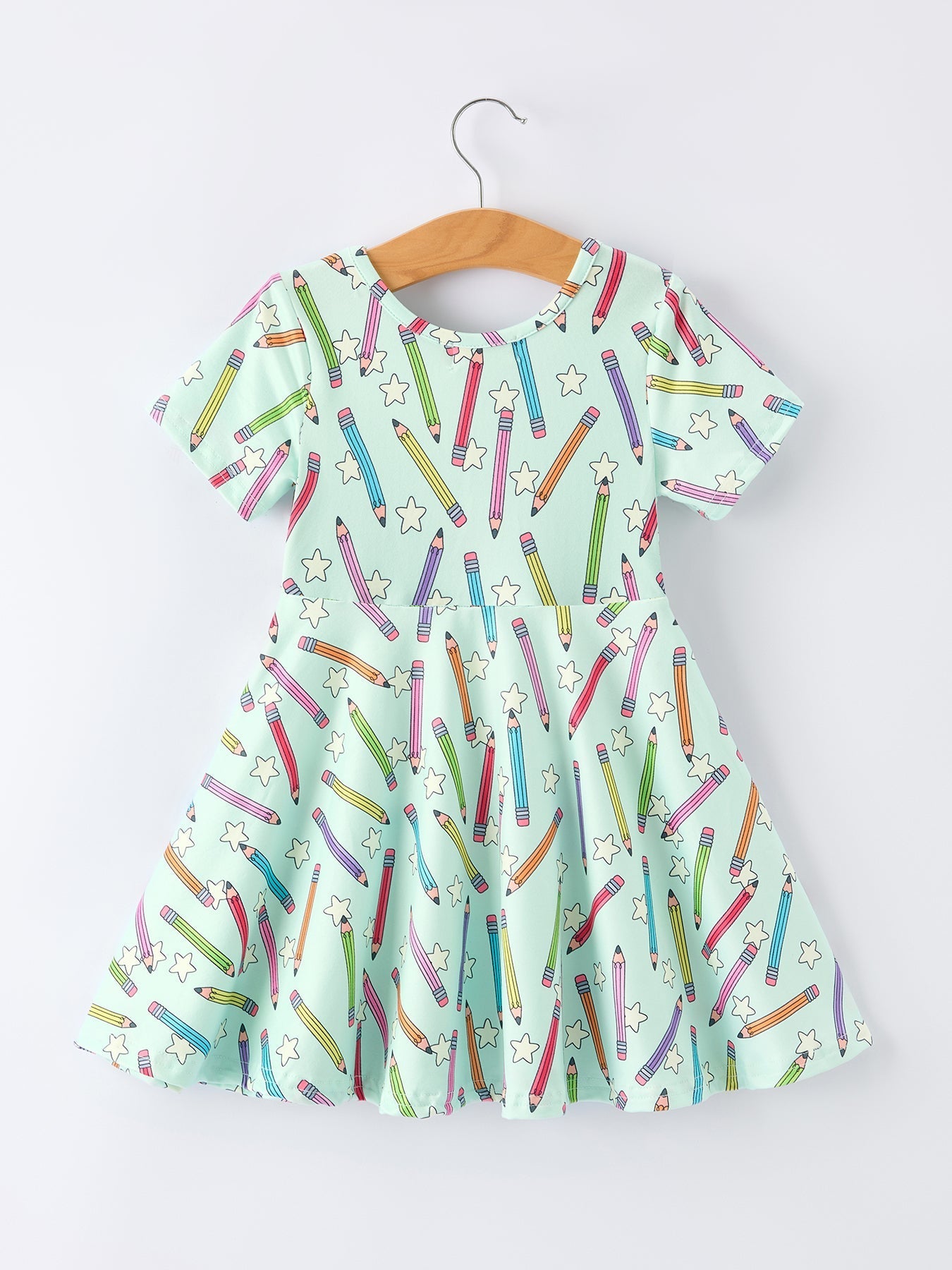 Rylee Faith Designs Back to School Pencil Print Girls Dress Short SleeveEveretts Place