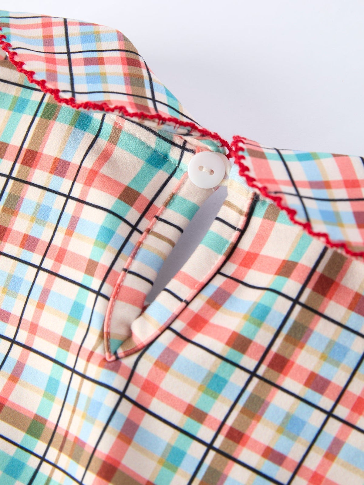 Rylee Faith Designs Back to School Plaid Girls Dress Apple Applique Peter Pan CollarEveretts Place