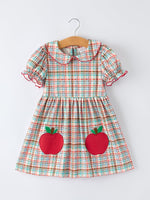 Rylee Faith Designs Back to School Plaid Girls Dress Apple Applique Peter Pan CollarEveretts Place