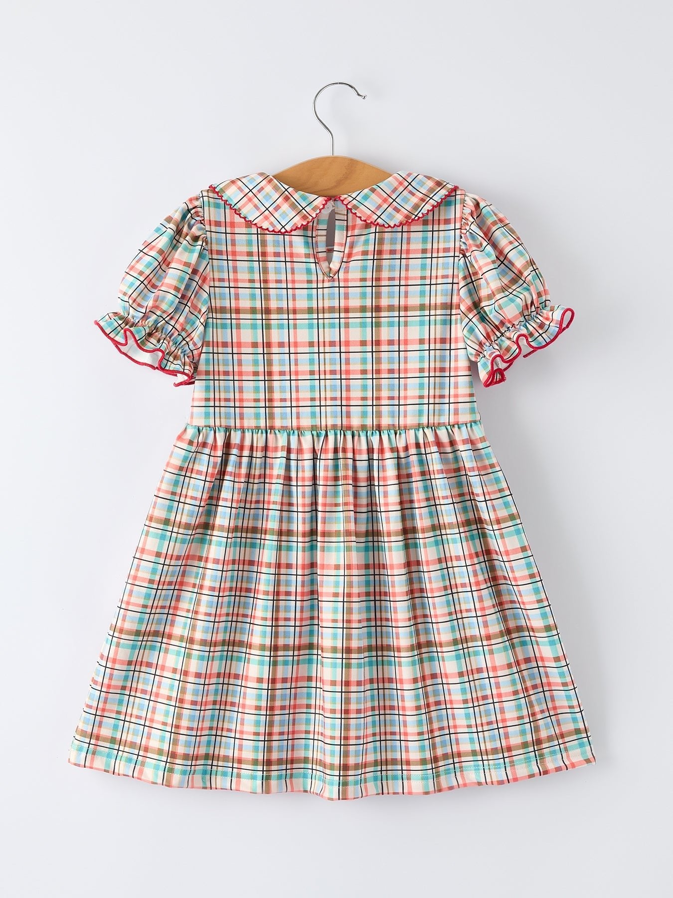Rylee Faith Designs Back to School Plaid Girls Dress Apple Applique Peter Pan CollarEveretts Place