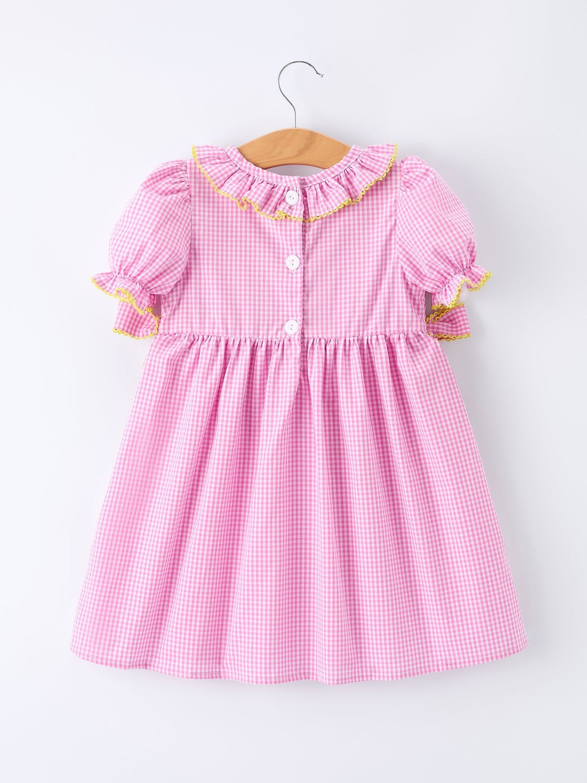 Rylee Faith Designs Back To School Plaid Girls Dress Smocked Puff Sleeve BowEveretts Place