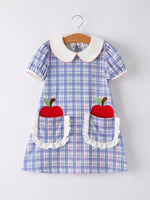 BACK TO SCHOOL Pocket Applique Check Girls Dress - Fruit, Produce, Baby & Toddler Clothing, One-piece garment, Toy | Everetts Place