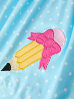 Rylee Faith Designs Back to School Polka Dot Girls Dress Pencil Bow AppliqueEveretts Place