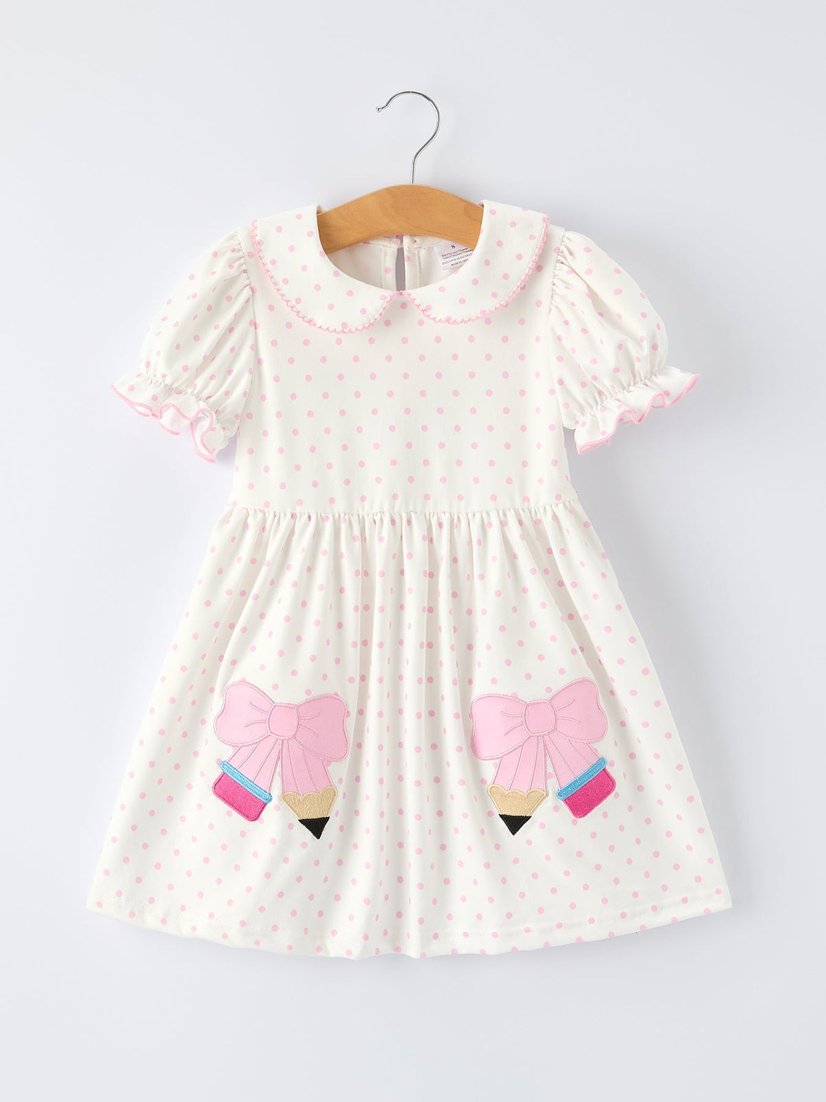 Rylee Faith Designs Back to School Polka Dot Girls Dress Pencil Bow AppliqueEveretts Place
