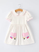 Rylee Faith Designs Back to School Polka Dot Girls Dress Pencil Bow AppliqueEveretts Place