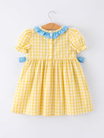 Rylee Faith Designs Back To School School Bus Plaid Girls Dress Ruffle Collar BowEveretts Place
