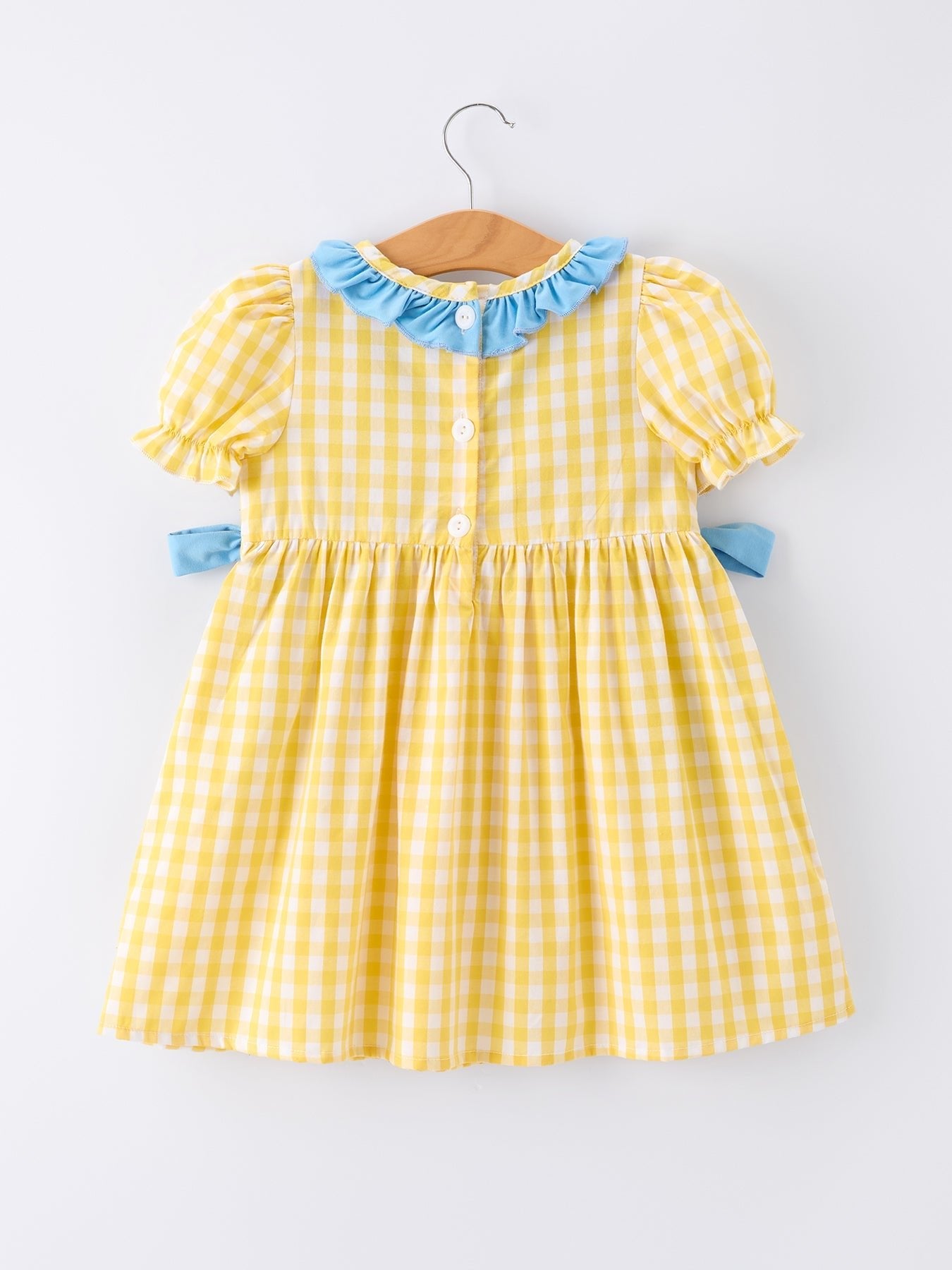 Rylee Faith Designs Back To School School Bus Plaid Girls Dress Ruffle Collar BowEveretts Place