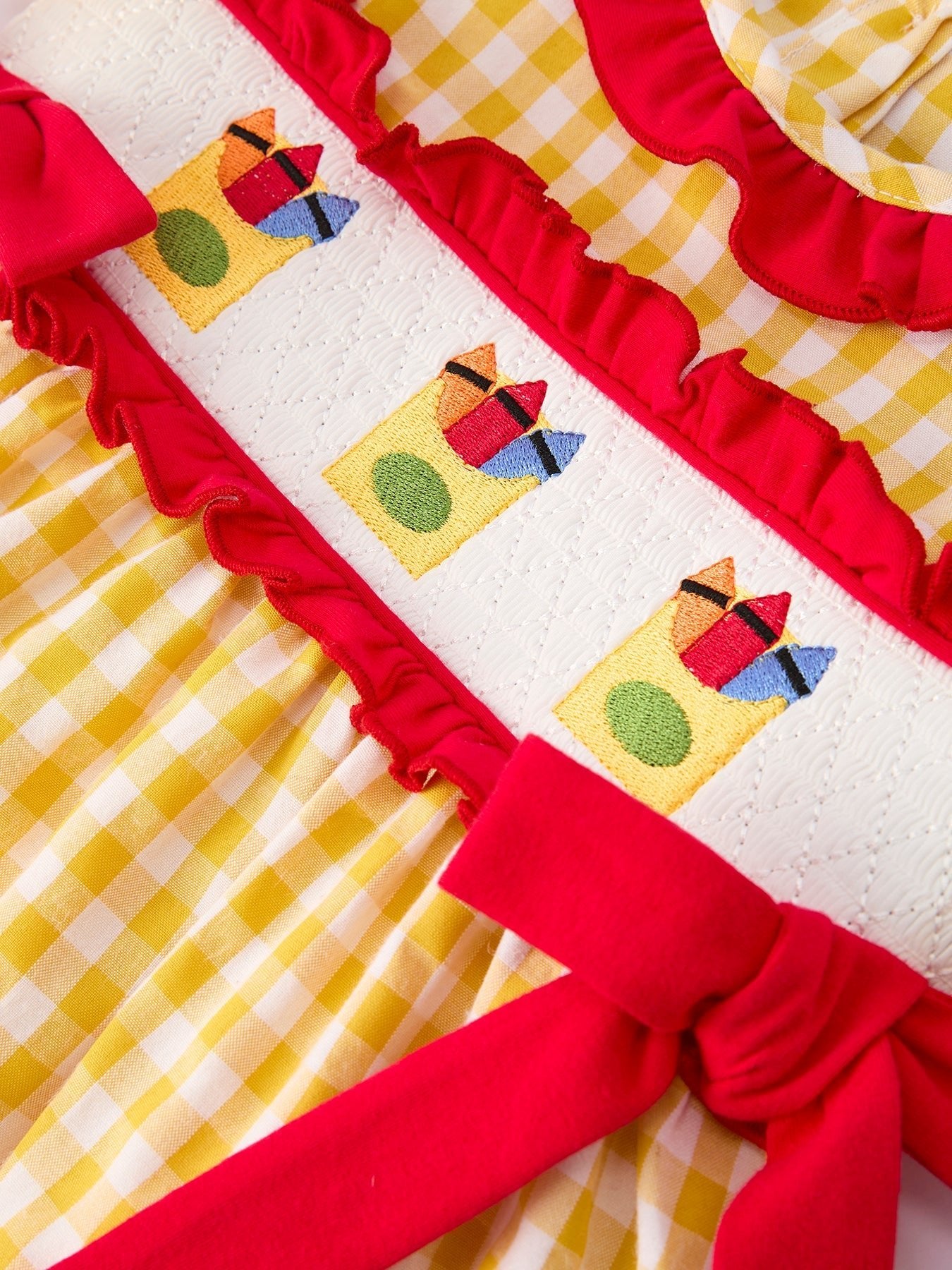 Rylee Faith Designs Back To School Supply Plaid Girls Dress Ruffle Collar BowEveretts Place