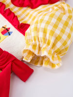 Rylee Faith Designs Back To School Supply Plaid Girls Dress Ruffle Collar BowEveretts Place
