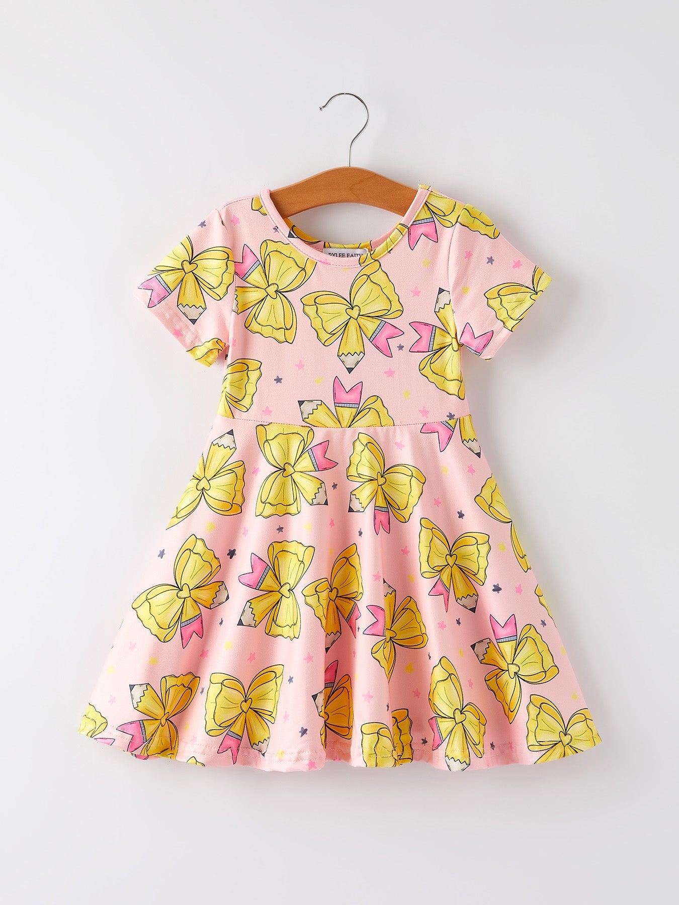 Back to School Yellow Bow Print Girls Dress - Dress, Day Dress, One-piece garment, Pink, Baby & Toddler Clothing | Everetts Place