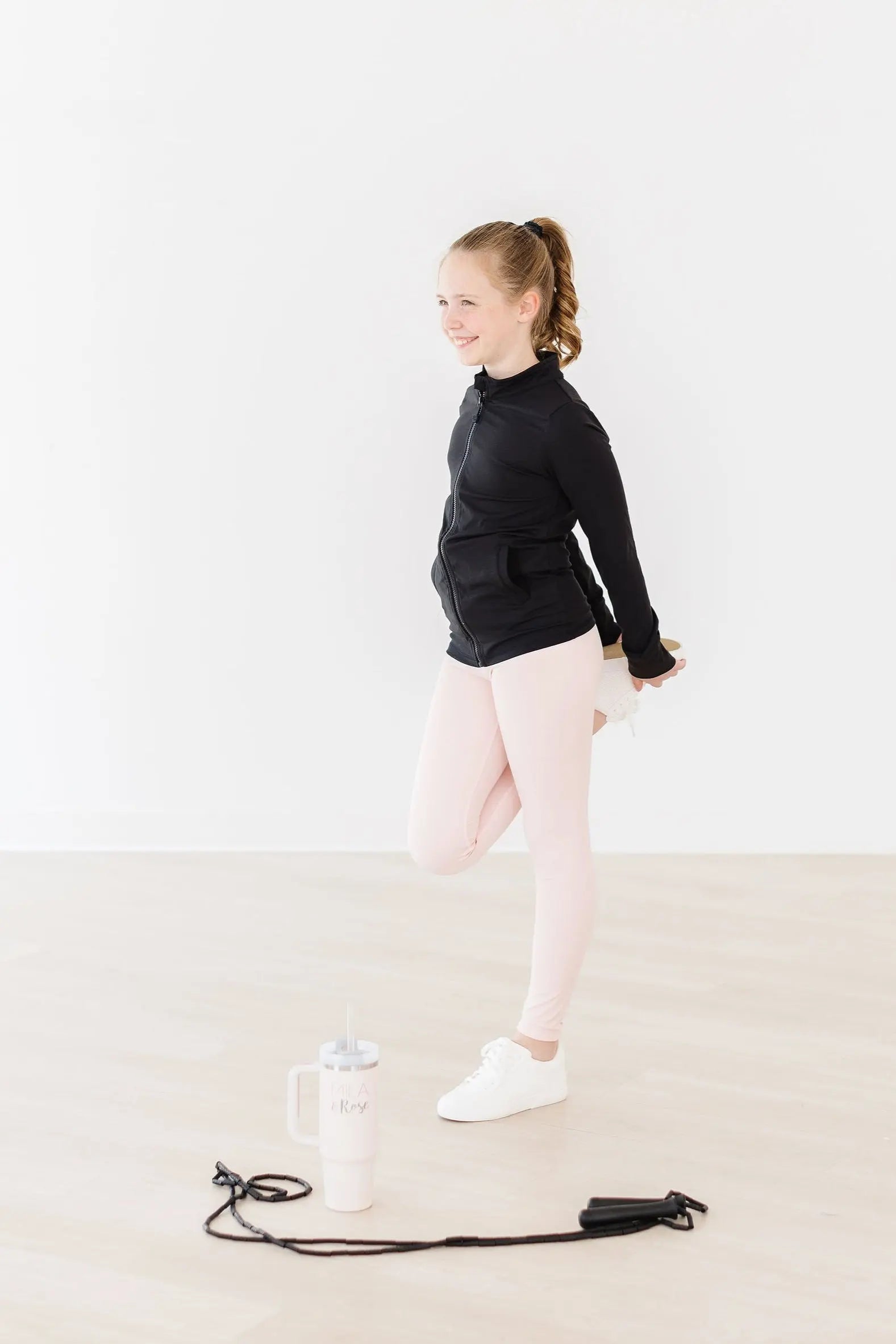 Mila & Rose ® Balanced Black Full - Zip Ruffle Active Jacket - 