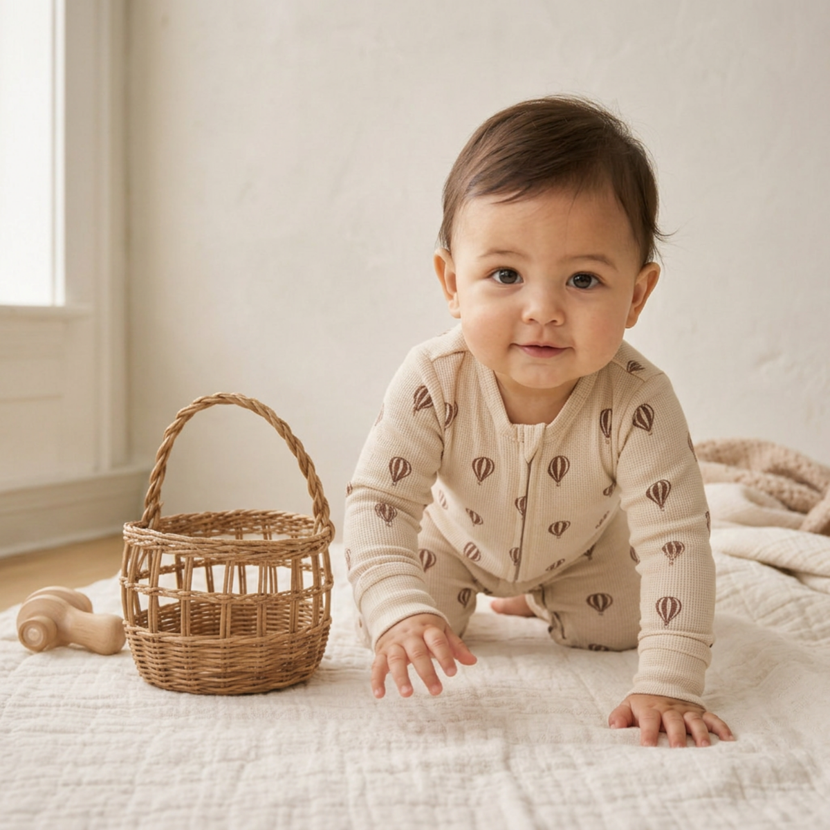 Organic 2-Way Zip Romper - Ballon Voyage by Makemake Organics