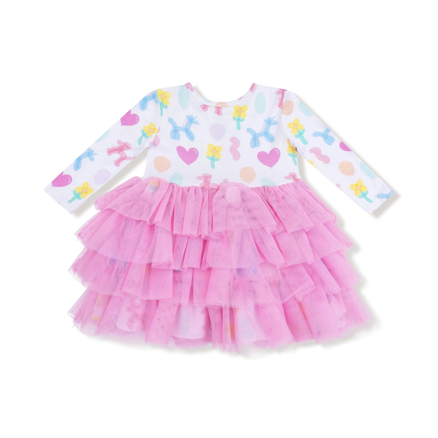 Angel Dear Balloon Animals - Pink - Twirly Long Sleeve Layered Tulle Dress - 