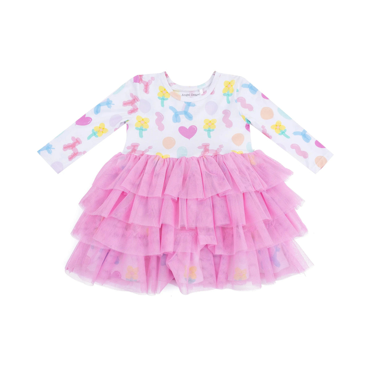 Angel Dear Balloon Animals - Pink - Twirly Long Sleeve Layered Tulle Dress - 