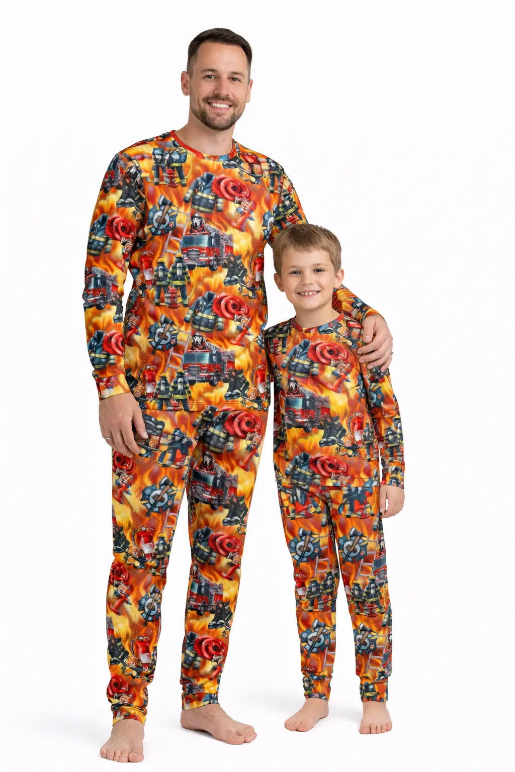 Miller & Co. Bamboo Adult Two Piece Pajama Set, Blazing Firefighter Dalmatian -