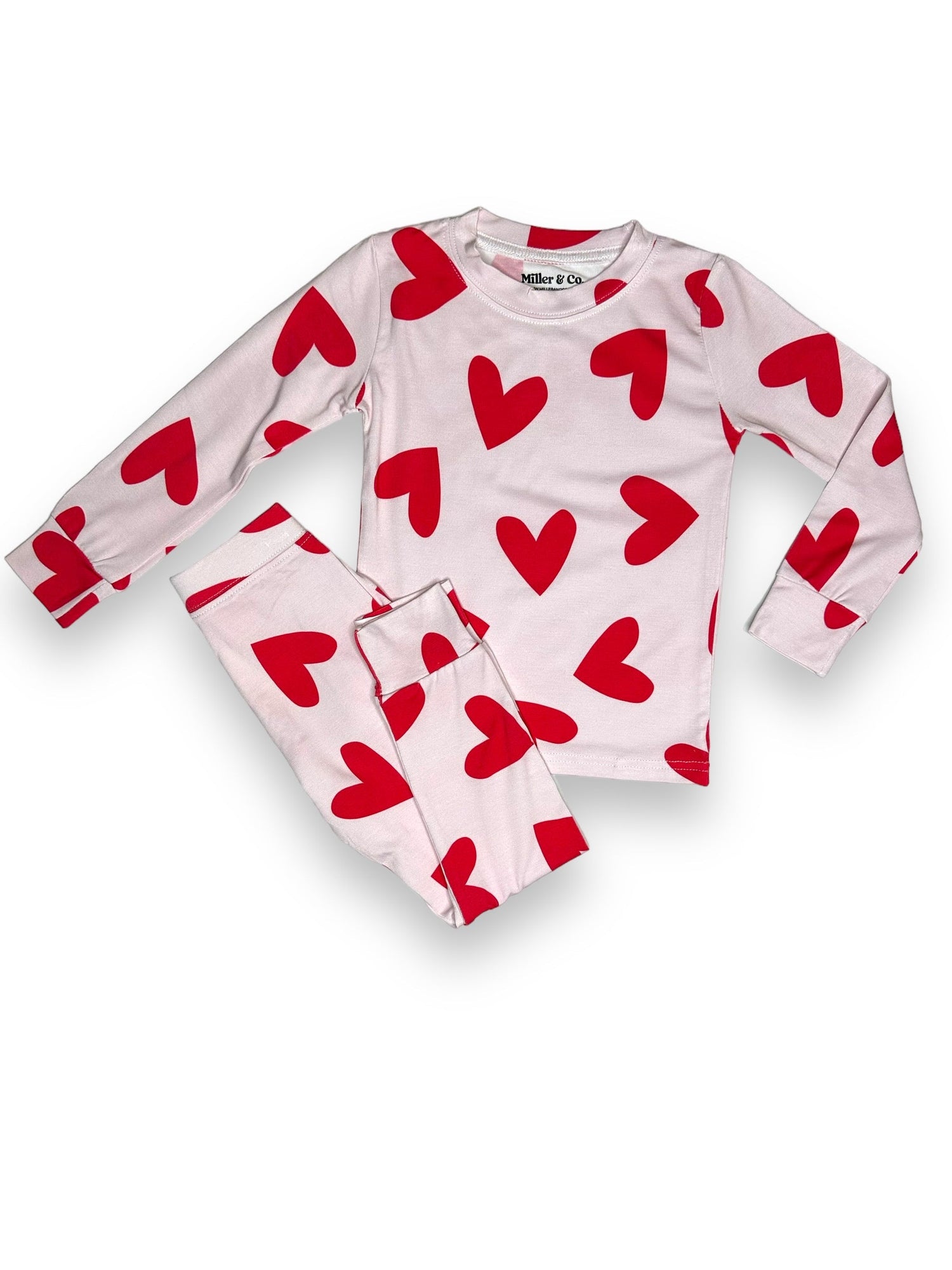 Miller & Co. Bamboo Adult Two Piece Pajama Set, Hearts - 