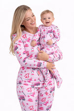 Miller & Co. Bamboo Adult Two Piece Pajama Set, Pink Firefighter - Everetts Place