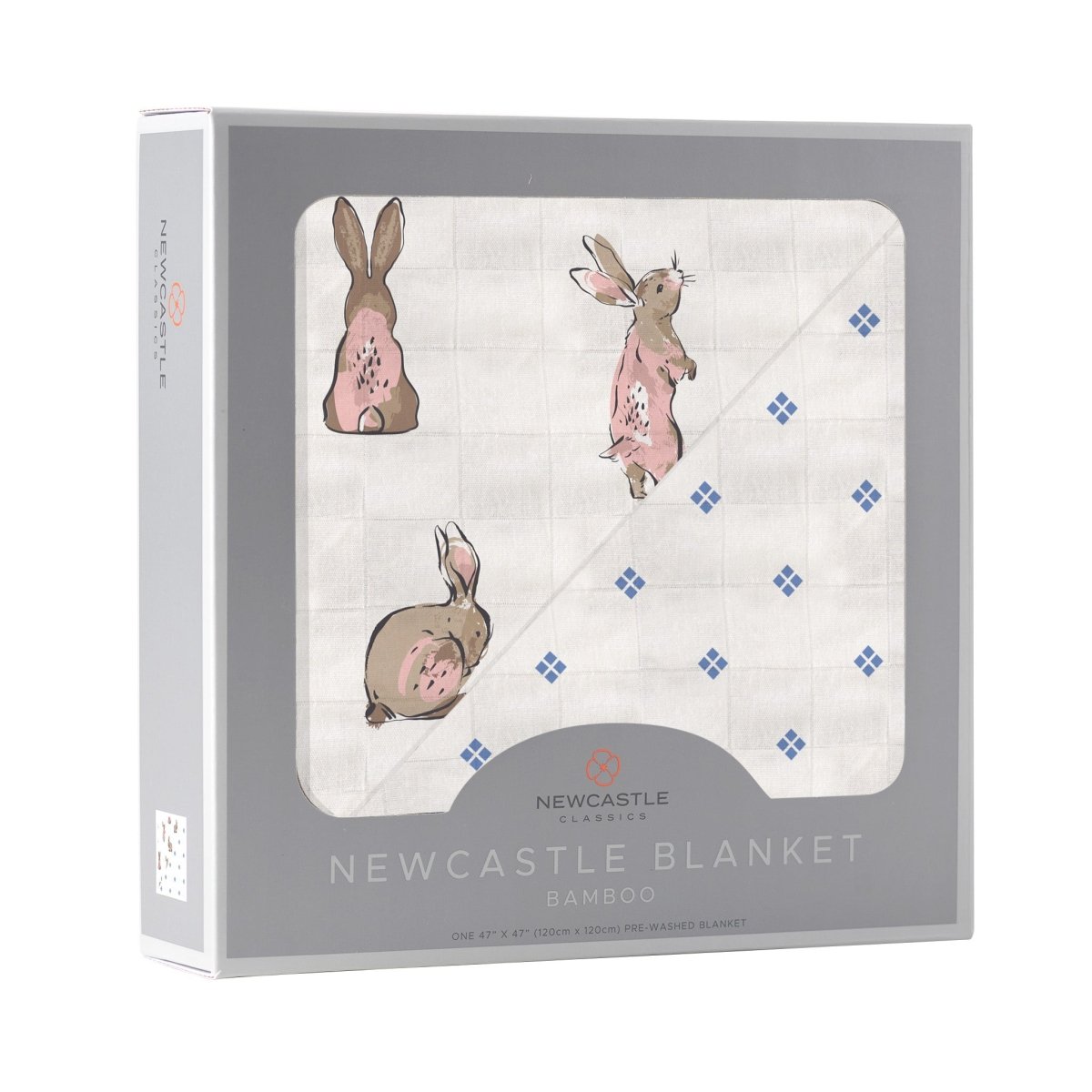Newcastle Classics Bamboo Baby Blanket with Polka Dots and Bunnies for Cozy Infants - 