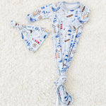 Bestaroo Bamboo Baby Gown And Hat Set With Fold Over Mittens 0 To 3 Months - 