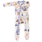 Bestaroo Bamboo Boogie Baby Footie With Zipper And Fold Over Mitts - 