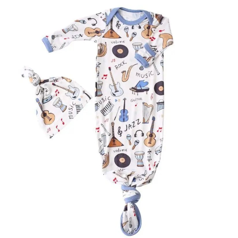 Bamboo Boogie Gown & Hat - White, Baby & Toddler Clothing, One-piece garment, Overall, Anchor | Everetts Place