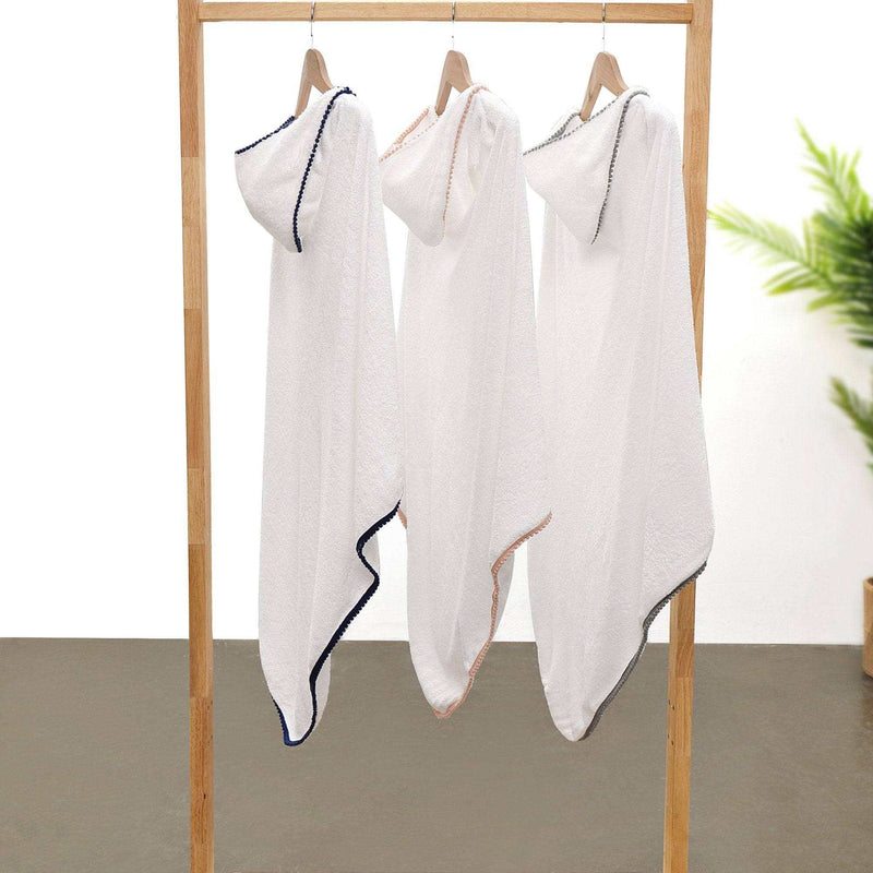 Bamboo Cotton Pom Pom Hooded Towel - Everetts Place: Online Boutique - bath towels