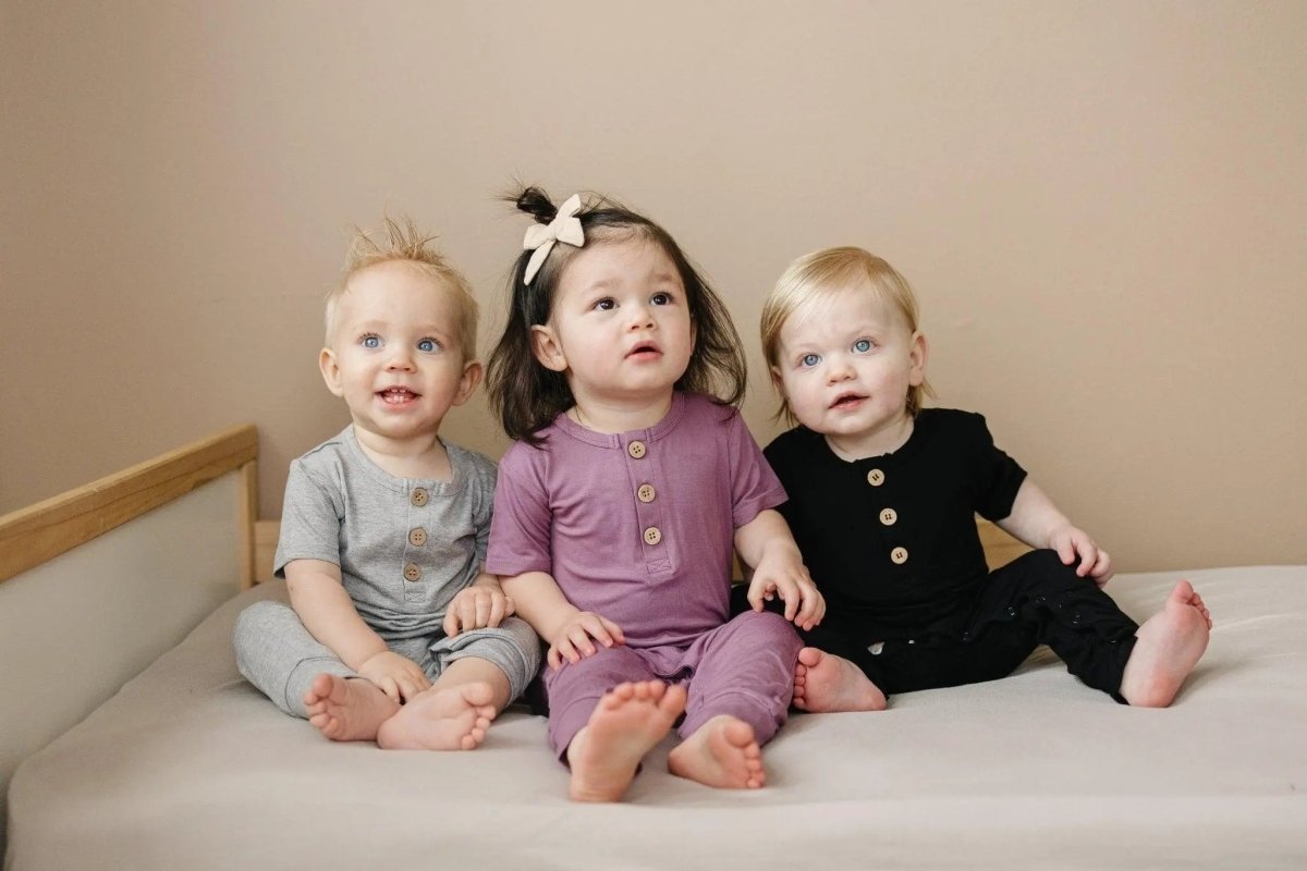 Little Joy Co. Bamboo Henley Romper For Babies Short Sleeve Snaps - Everetts Place Boutique - 