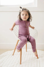 Little Joy Co. Bamboo Henley Romper For Babies Short Sleeve Snaps - Everetts Place Boutique - 