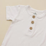Little Joy Co. Bamboo Henley Romper For Babies Short Sleeve Snaps - Everetts Place Boutique - 