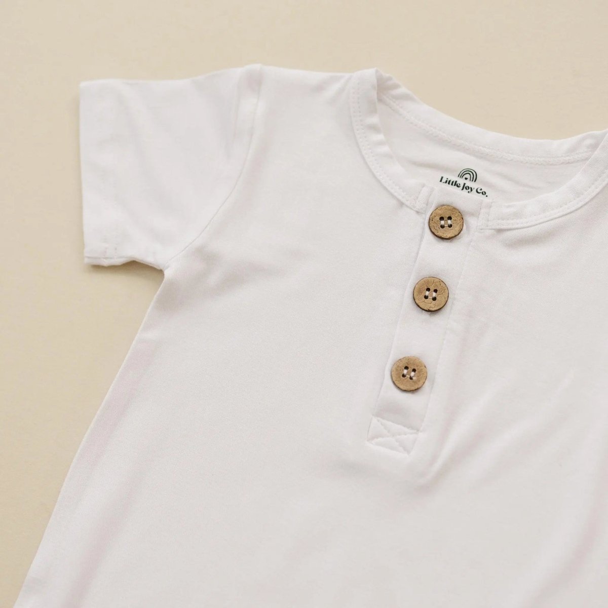 Little Joy Co. Bamboo Henley Romper For Babies Short Sleeve Snaps - Everetts Place Boutique - 